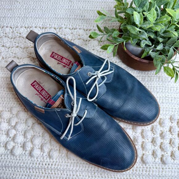PIKOLINOS Men's 45 US 11, 11.5 Olvera Lace Up Oxford Leather Shoes Blue Brown - Picture 2 of 12
